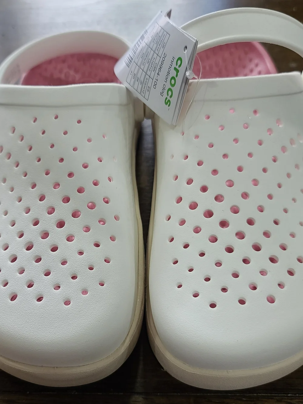 Crocs LiteRide Inmotion Clog Sandals White/Pink Slip On Men's 10 Women's 12